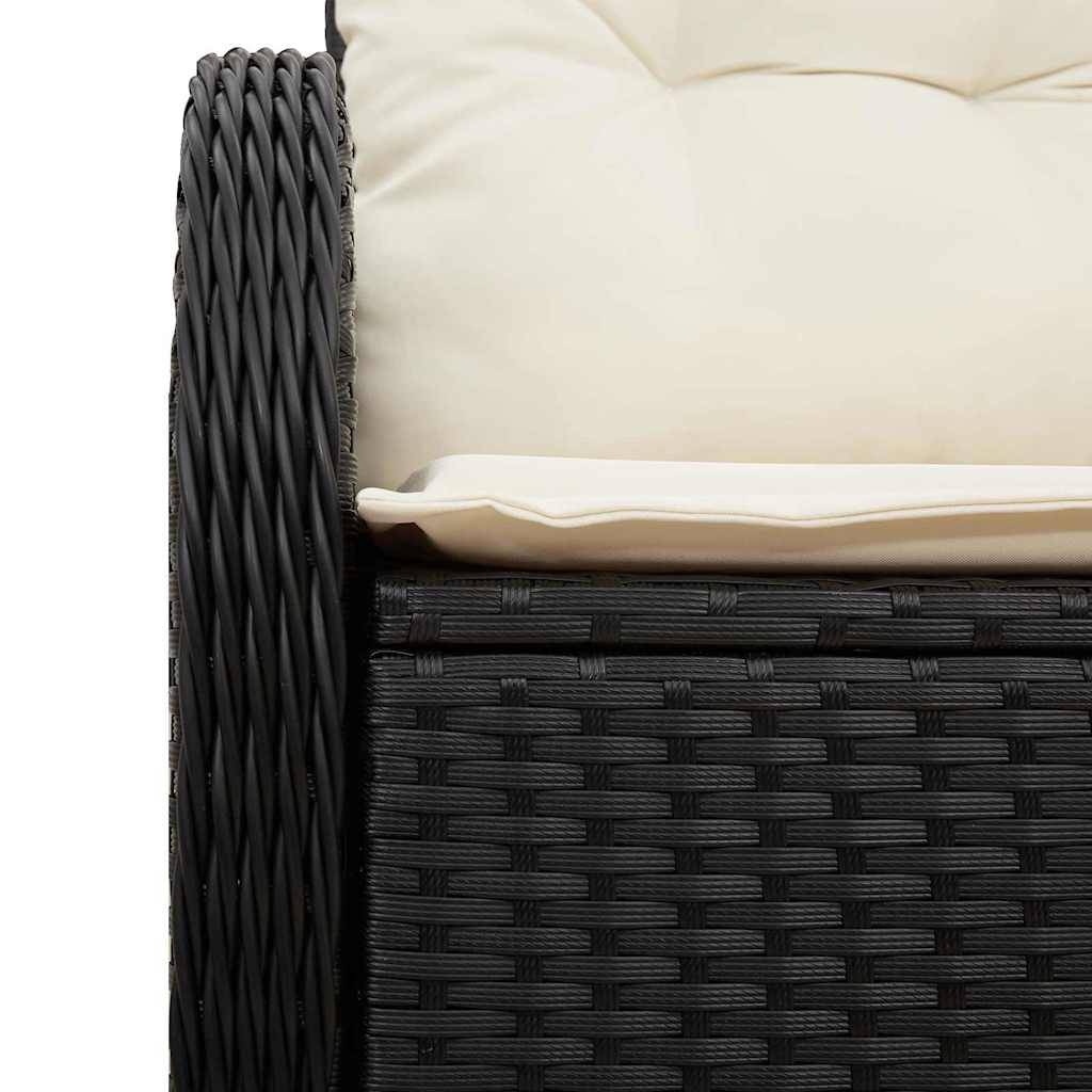 Garden Sofa with Cushion Black 121 x 62 x 69cm Poly Rattan
